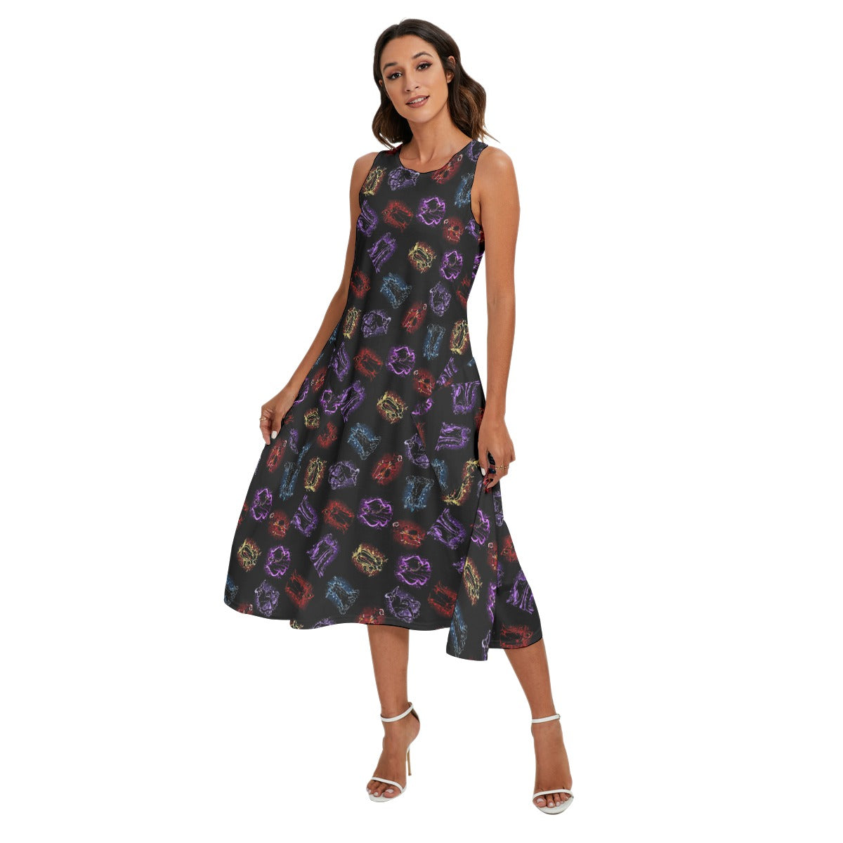 Villain Silhouettes Sparkle - Women’s Diagonal Pocket Midi Dress