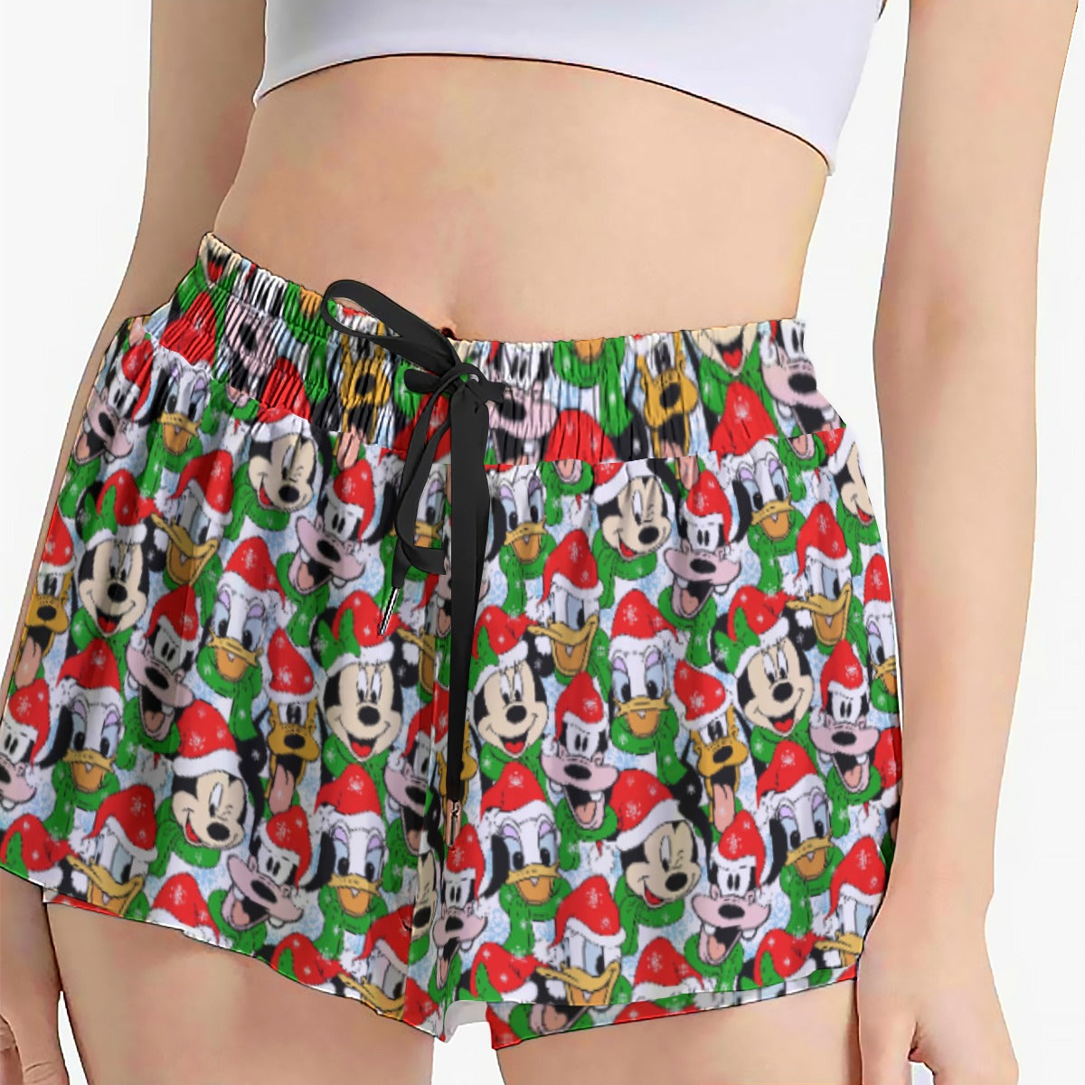 Mouse Friends in Santa HatsHats - Women's Flowy Pocket Shorts