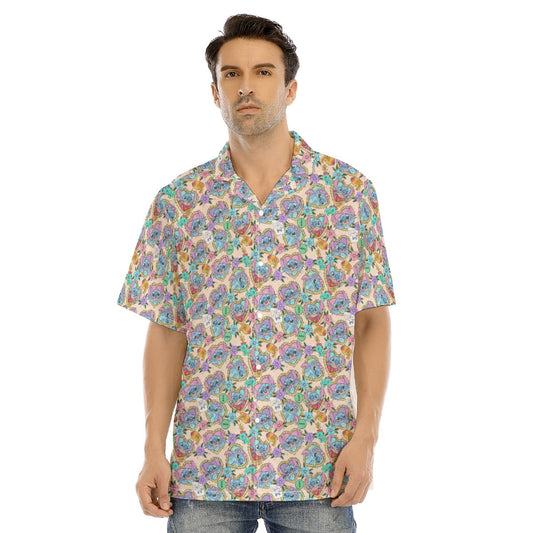 Tattoo Hearts Island Mischief - Men's Hawaiian Button Up Shirt