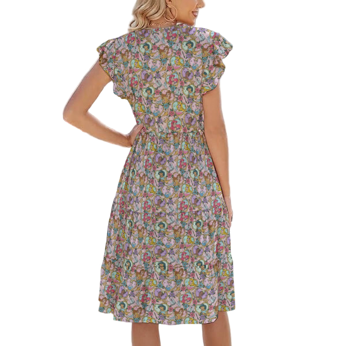 Tattoo Hearts Royal Icons - Women's Tiered Pocket Midi Dress