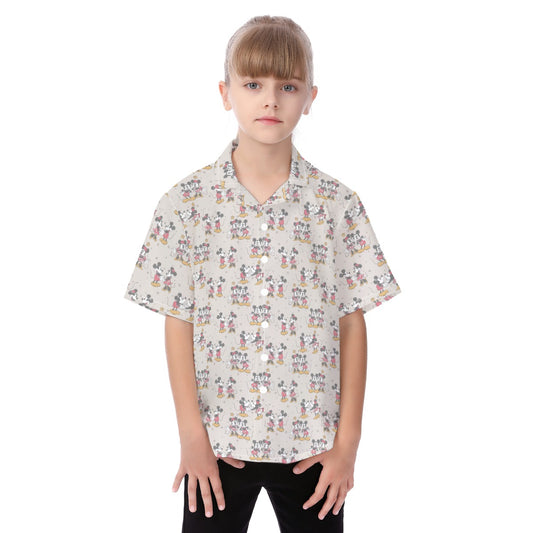 Retro Mouse & Partnernnie - Kid's Hawaiian Button Up Shirt