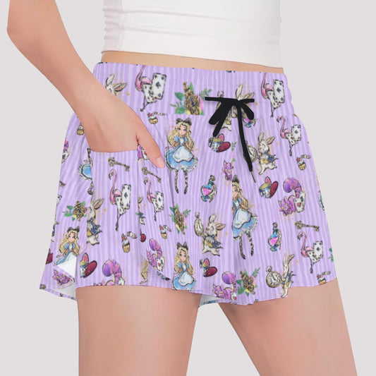 Whimsical Curious Adventure - Girls’ Flowy Pocket Shorts