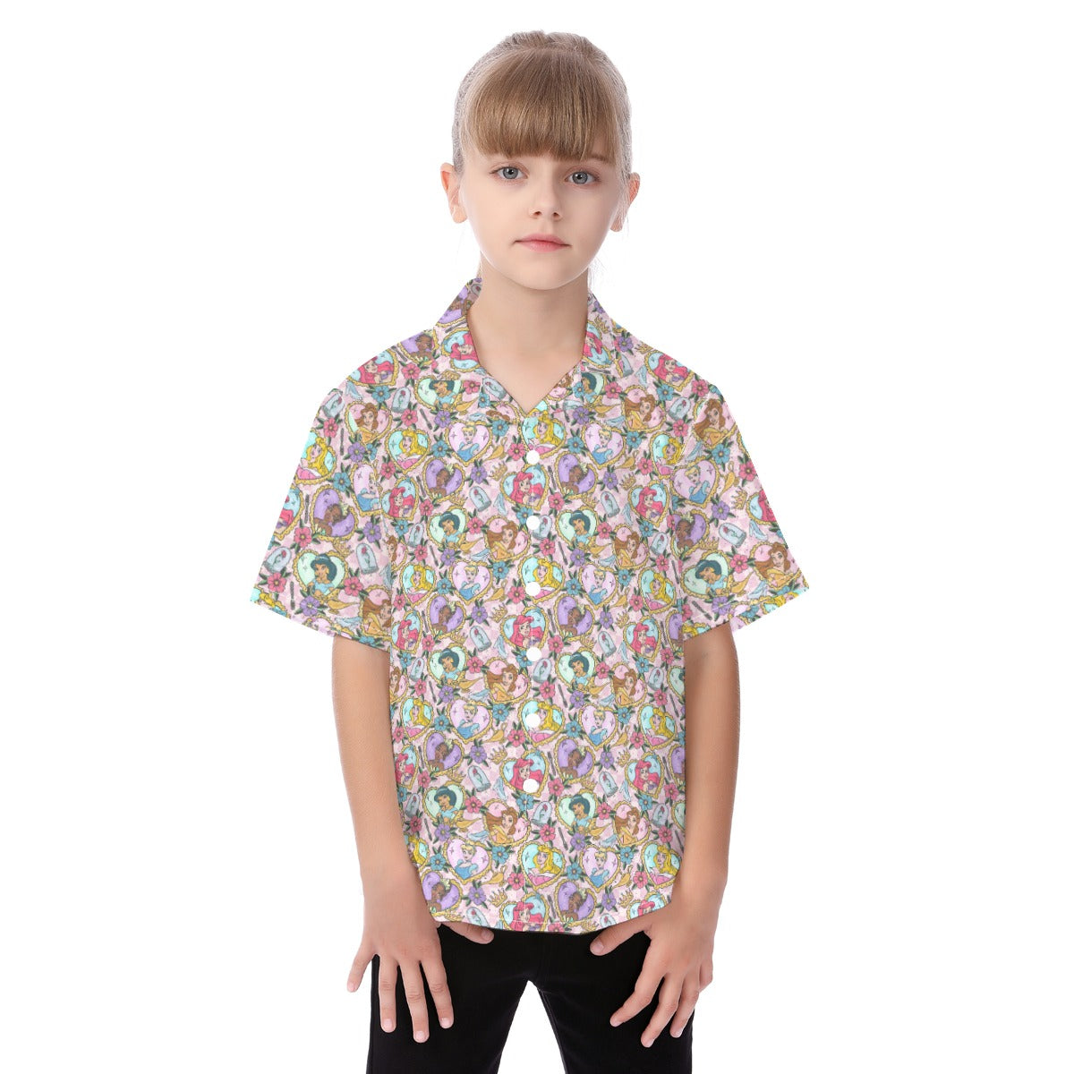 Tattoo Hearts Royal Icons - Kid's Hawaiian Button Up Shirt