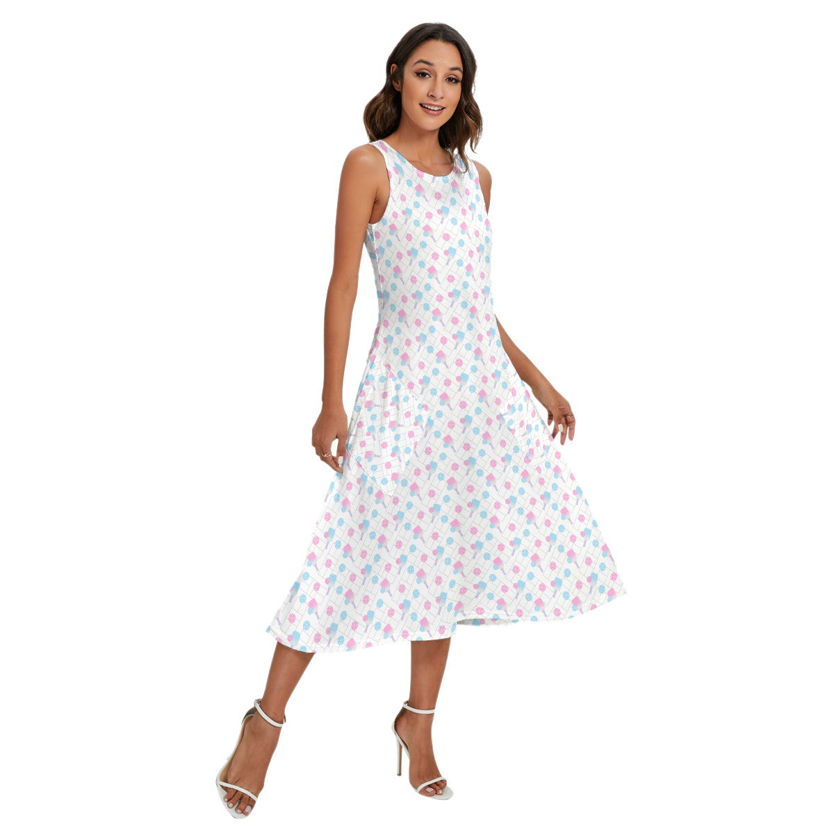 Pickleball Court Spin - Women’s Diagonal Pocket Midi Dress