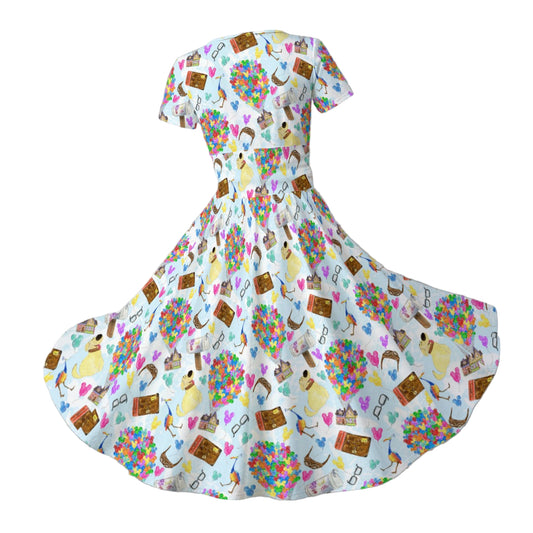 Up Adventure Icons - Women's V-Neck Ruched Midi Dress