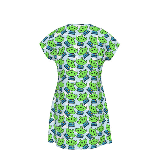 Little Green Space Aliens - Women's T-Shirt Dress
