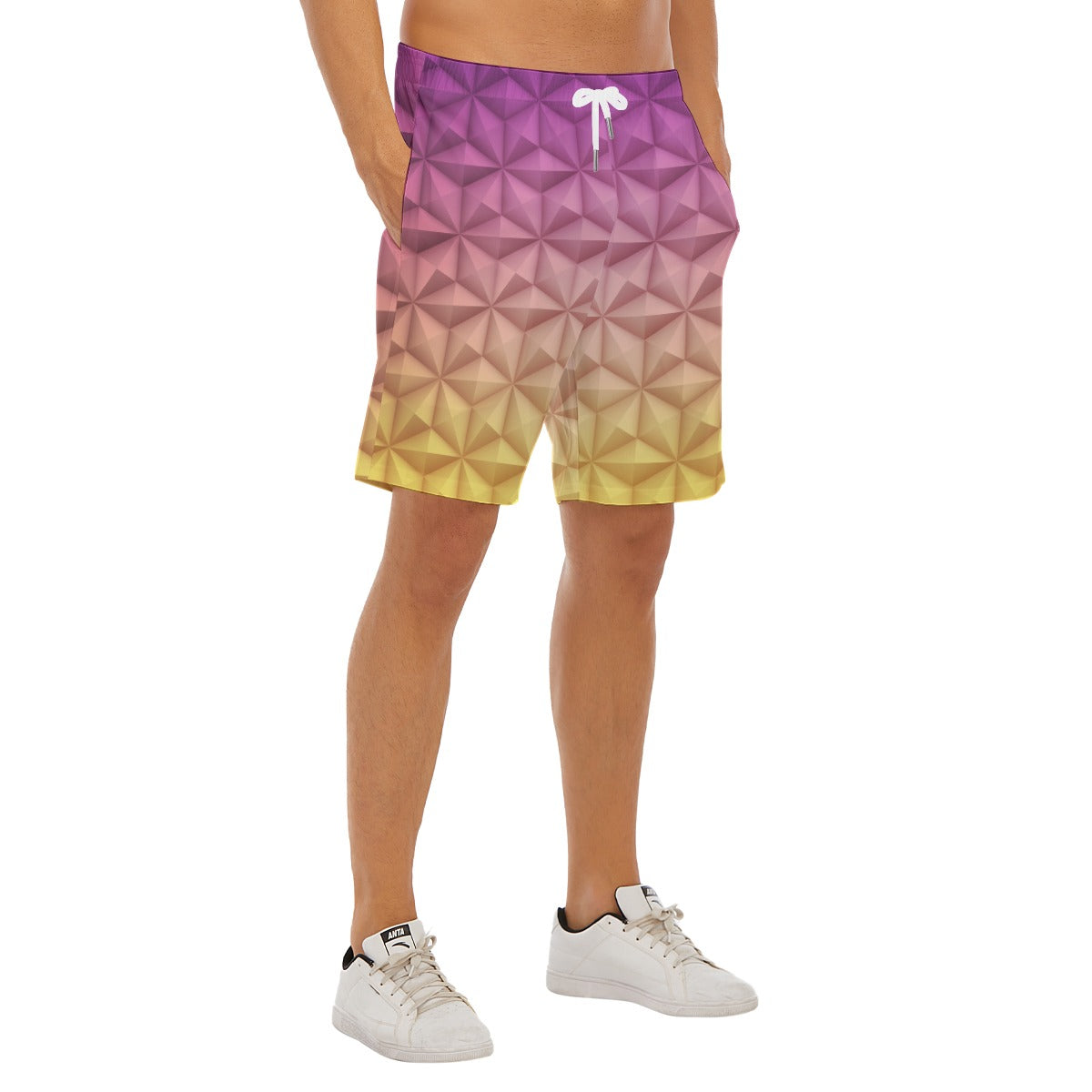 Geometric Spaceship Sphere - Men’s Pocket Beach Shorts