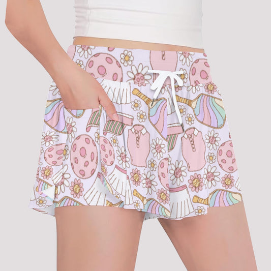 Rainbow Pickleball - Girls’ Flowy Pocket Shorts