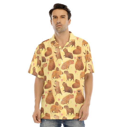 Capybara Love - Men's Hawaiian Button Up Shirt