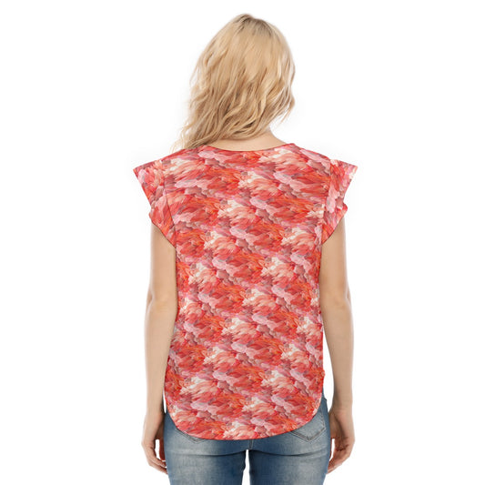 Animal Print - Flamingo - Women’s Flutter Sleeve Top