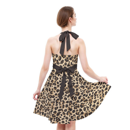 Animal Print - Cheetah - Women's Halter Vintage Pocket Dress