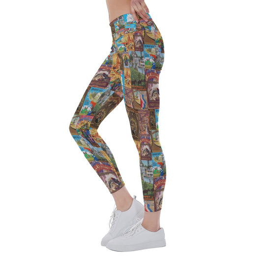 Vintage Frontier Ride Posters - Women's Yoga Leggings