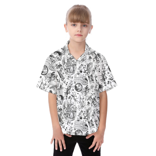 Nightmare Halloween Sketches - Kid's Hawaiian Button Up Shirt