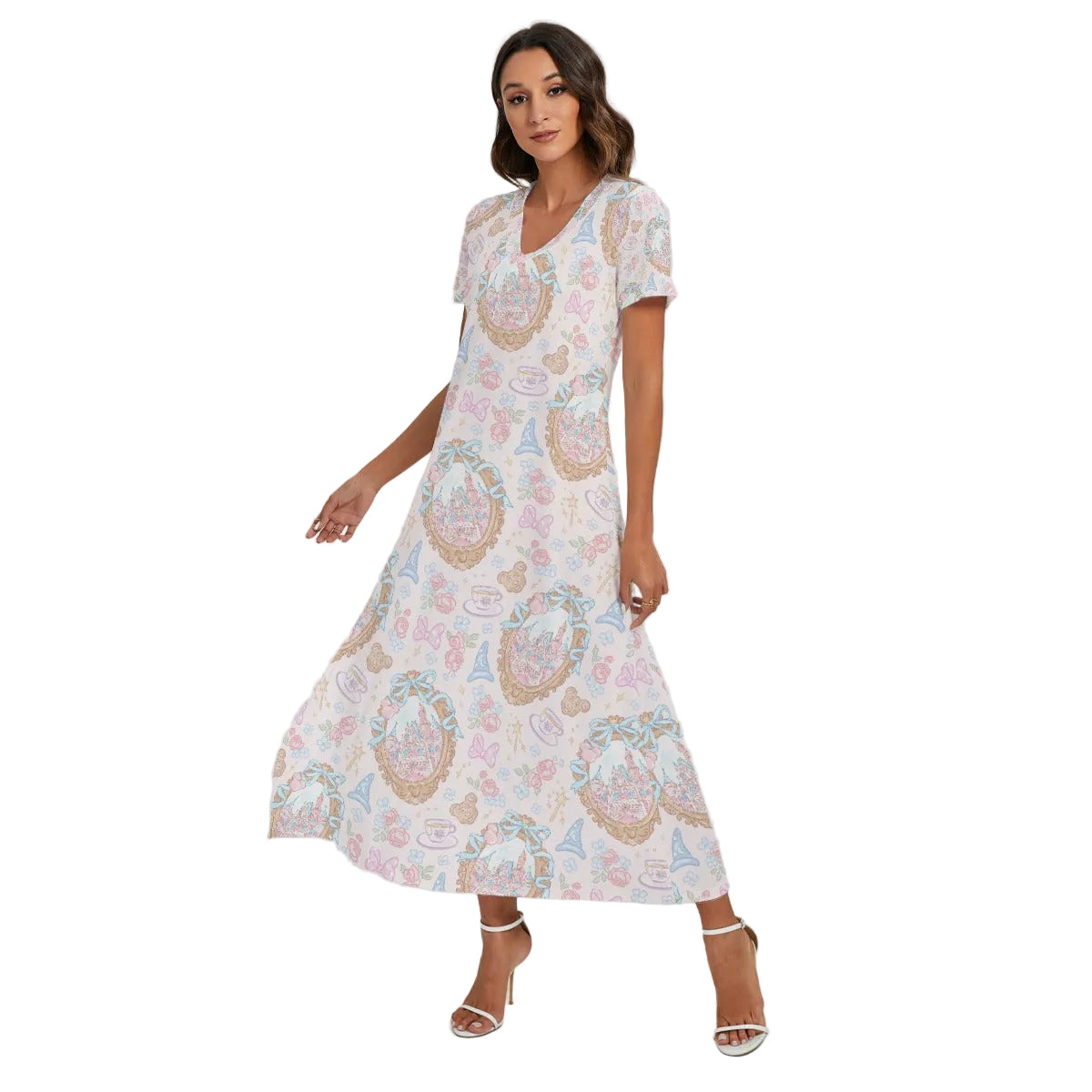Coquette Park Daydream - Women's V-Neck Side Split Maxi Dress