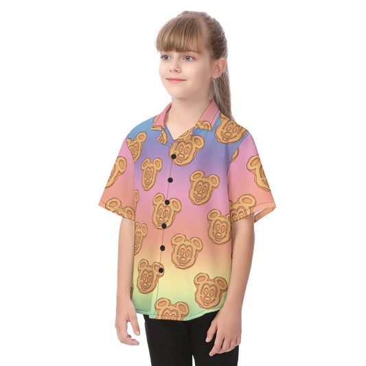Rainbow Mouse Waffles - Kid's Hawaiian Button Up Shirt