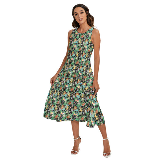 Watercolor Jungle Pride - Women’s Diagonal Pocket Midi Dress