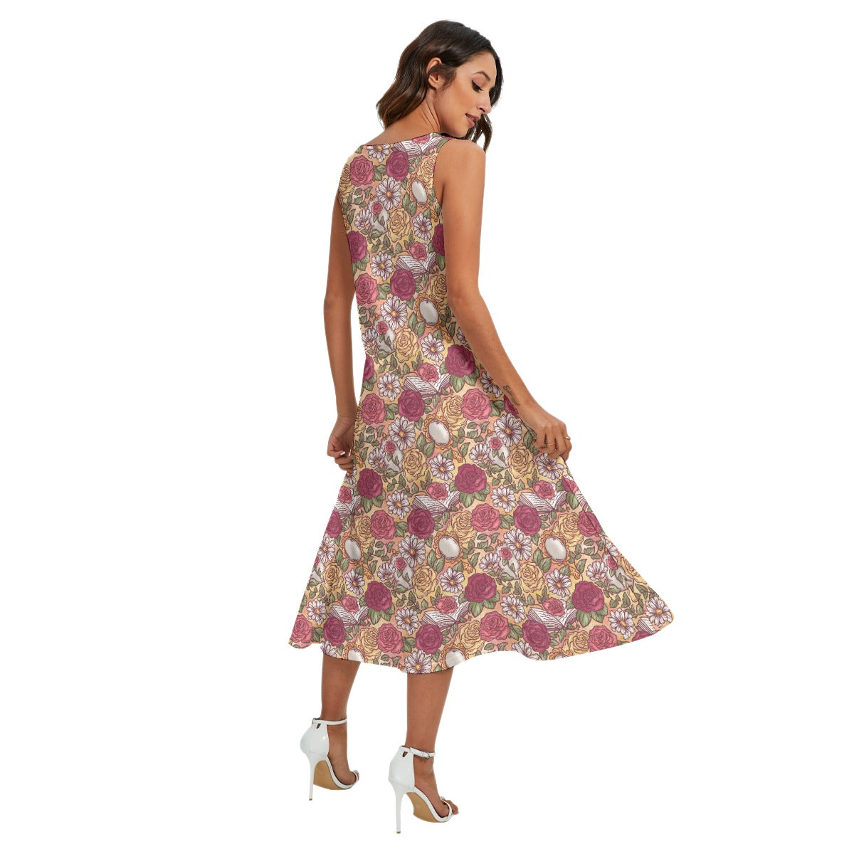 Fairytale Florals – Timeless Tale Blooms - Women’s Diagonal Pocket Midi Dress
