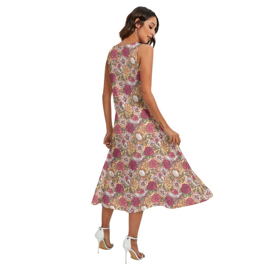 Fairytale Florals – Timeless Tale Blooms - Women’s Diagonal Pocket Midi Dress