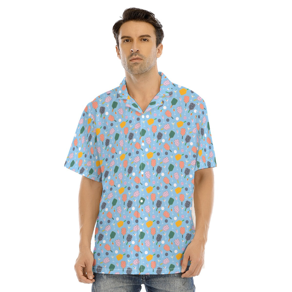 Pickleball and Cocktails - Men's Hawaiian Button Up Shirt