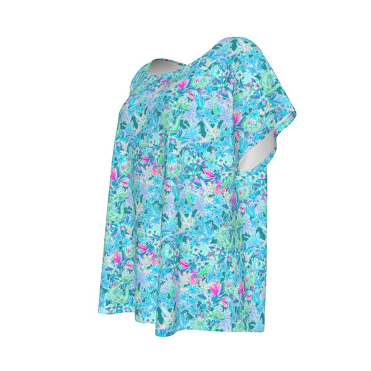 Bright Floral Flight - Neverland Adventure - Women’s Relaxed Fit Scoop Tee