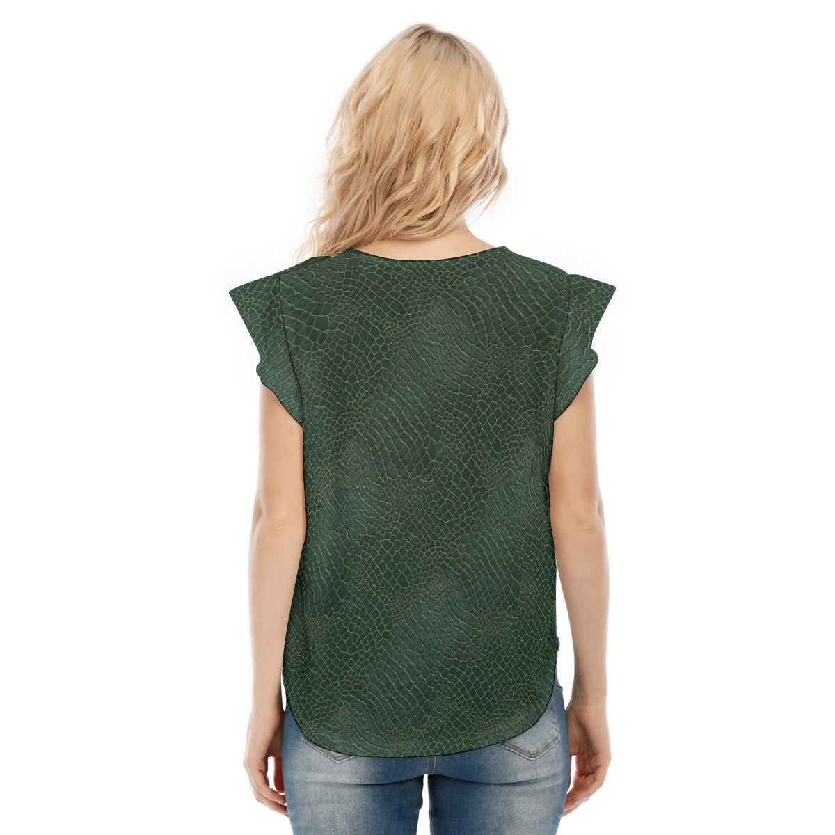 Animal Print - Alligator - Women’s Flutter Sleeve Top