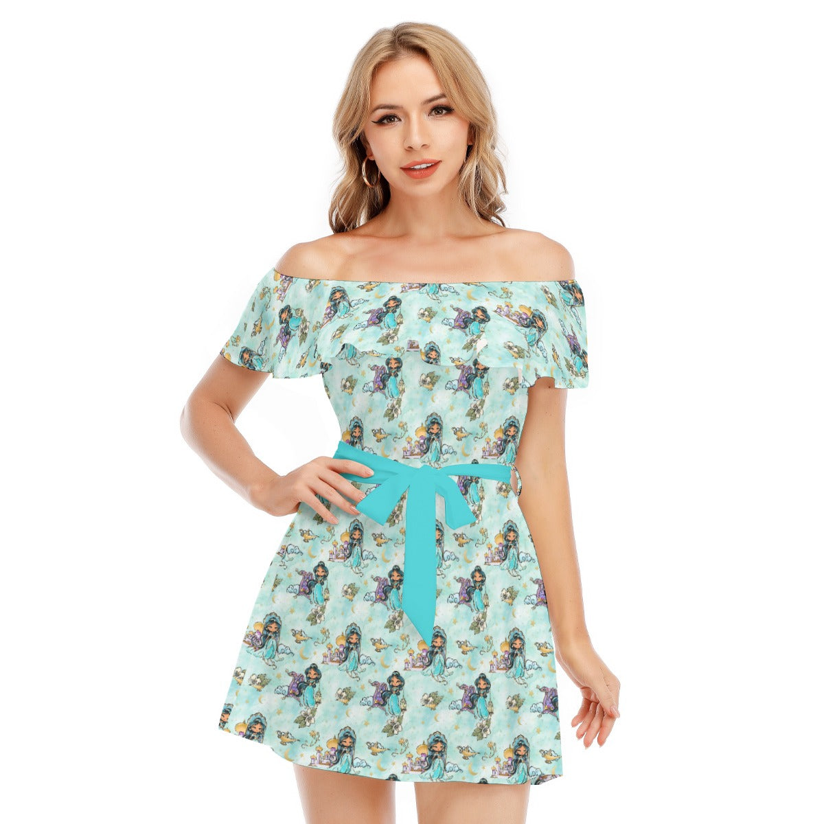 Whimsical Desert Princess - Women's Off-shoulder Ruffle Dress