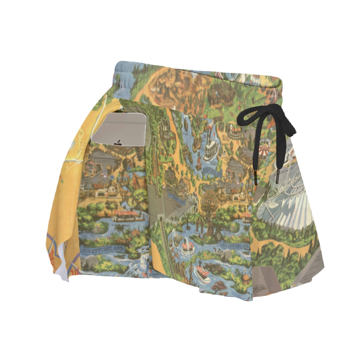 Vintage Theme Park Map- Women's Flowy Pocket Shorts