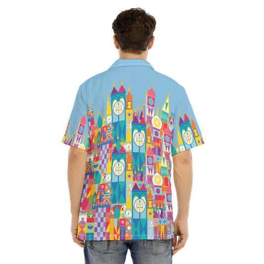 Whimsical World Facade - Men's Hawaiian Button Up Shirt