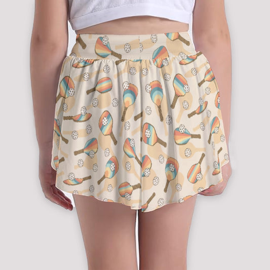 Retro Pickleball Volley - Girls’ Flowy Pocket Shorts
