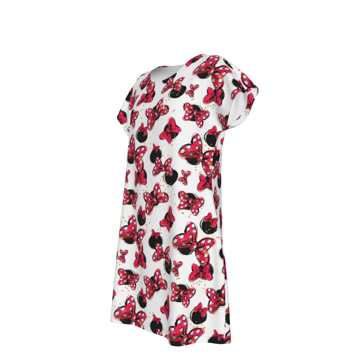 Polka Dot Bows & Mouse Ears - Women's T-Shirt Dress