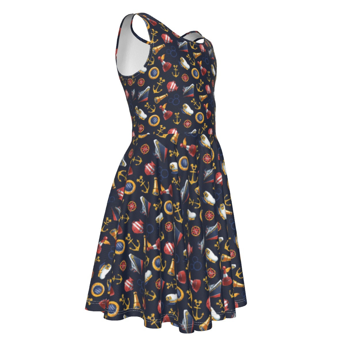 Mouse Ear Nautical Icons - Kid's Sleeveless Skater Dress