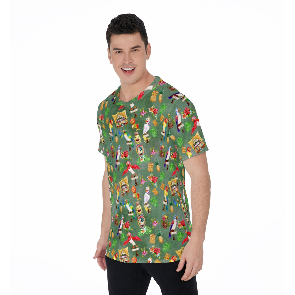 Orange Bird & Tiki Friends - Men's Short Sleeve T-Shirt