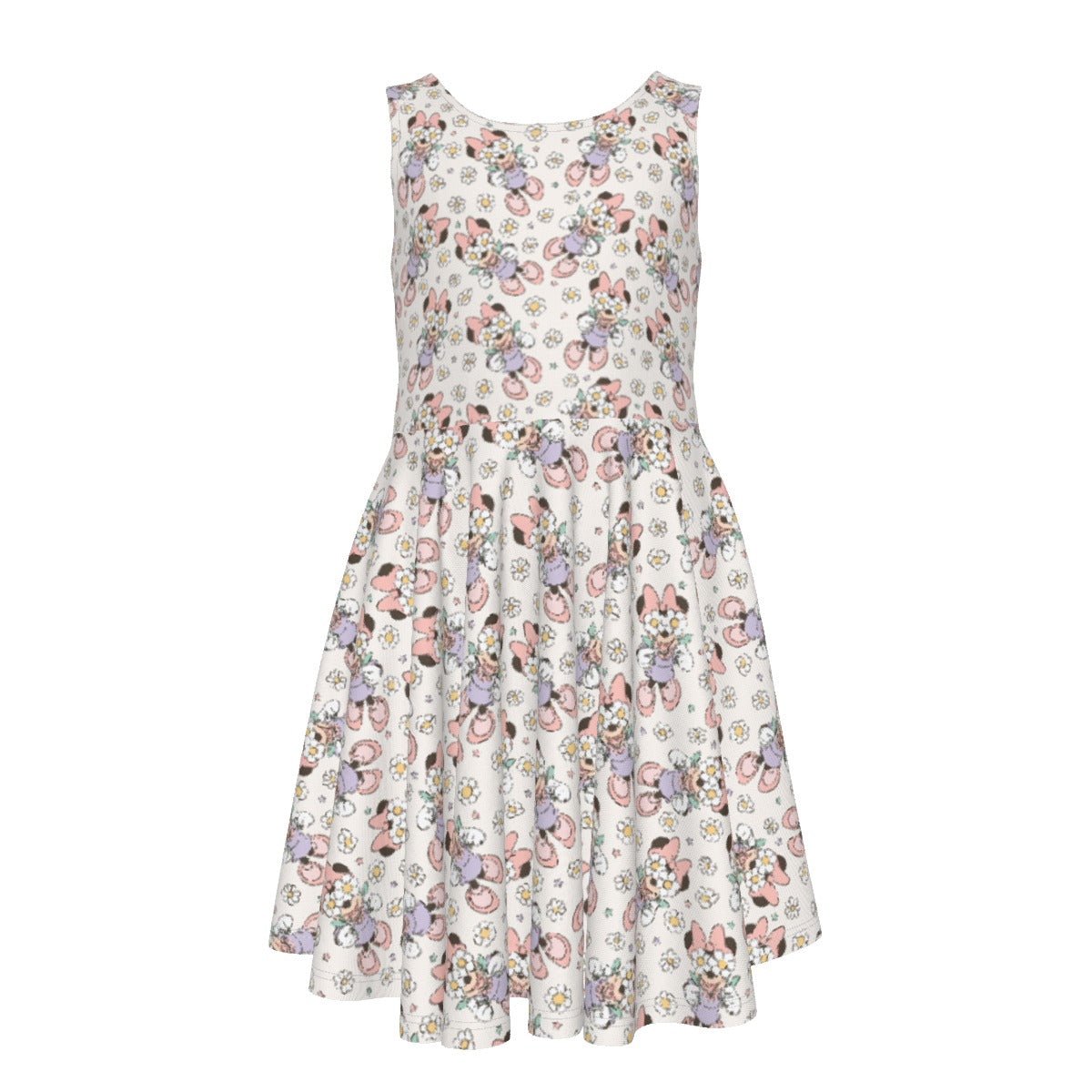 Daisy Crown Delight - Kid's Sleeveless Skater Dress