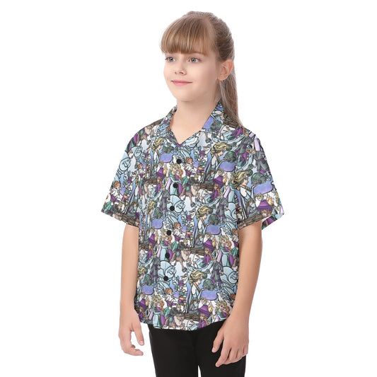 Enchanted Winter Journey - Kid's Hawaiian Button Up Shirt
