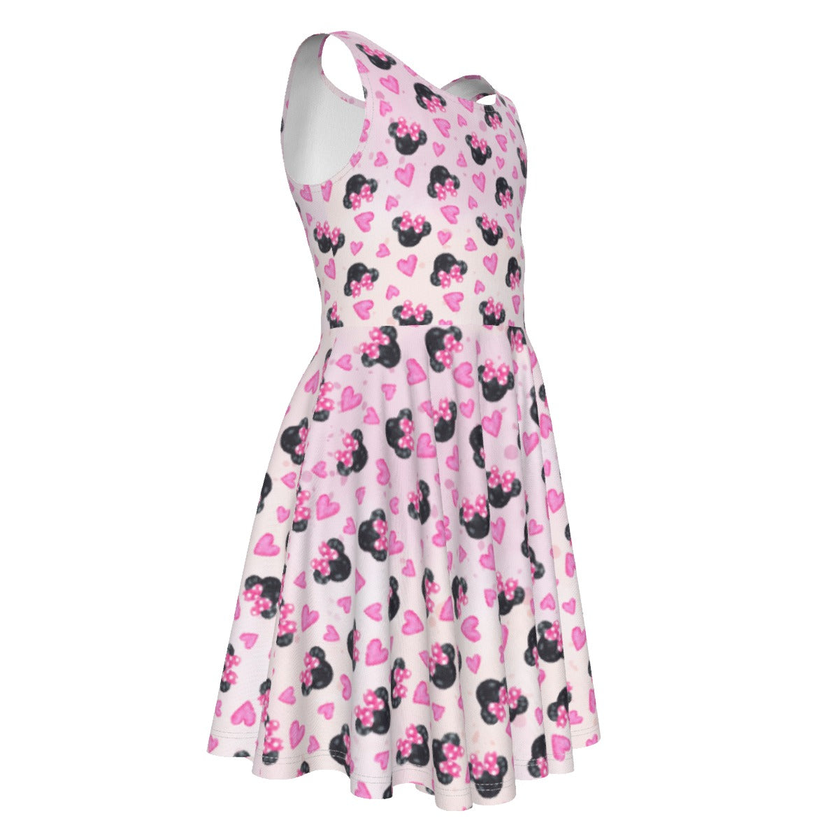 Watercolor Pink Bow Mouse Ears - Kid's Sleeveless Skater Dress