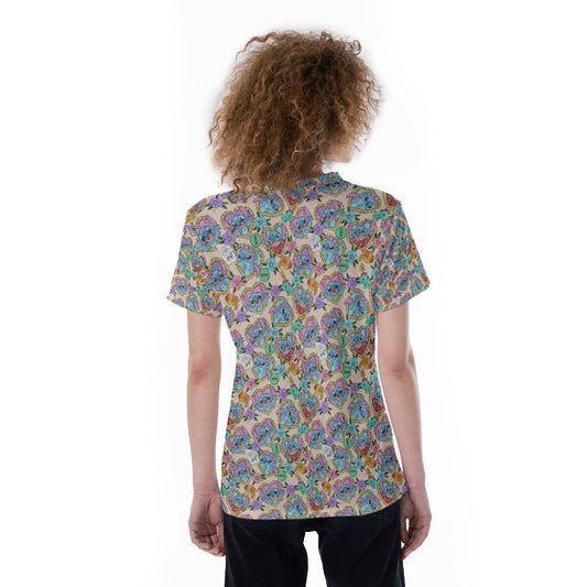 Tattoo Hearts Island Mischief - Women's Short Sleeve V-Neck T-Shirt