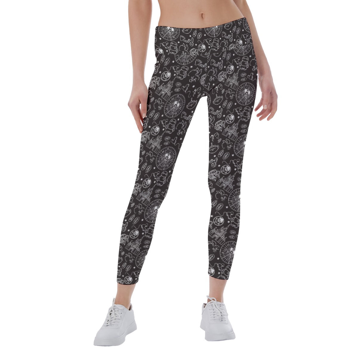 Monochrome Theme Park Icons - Women's Yoga Leggings