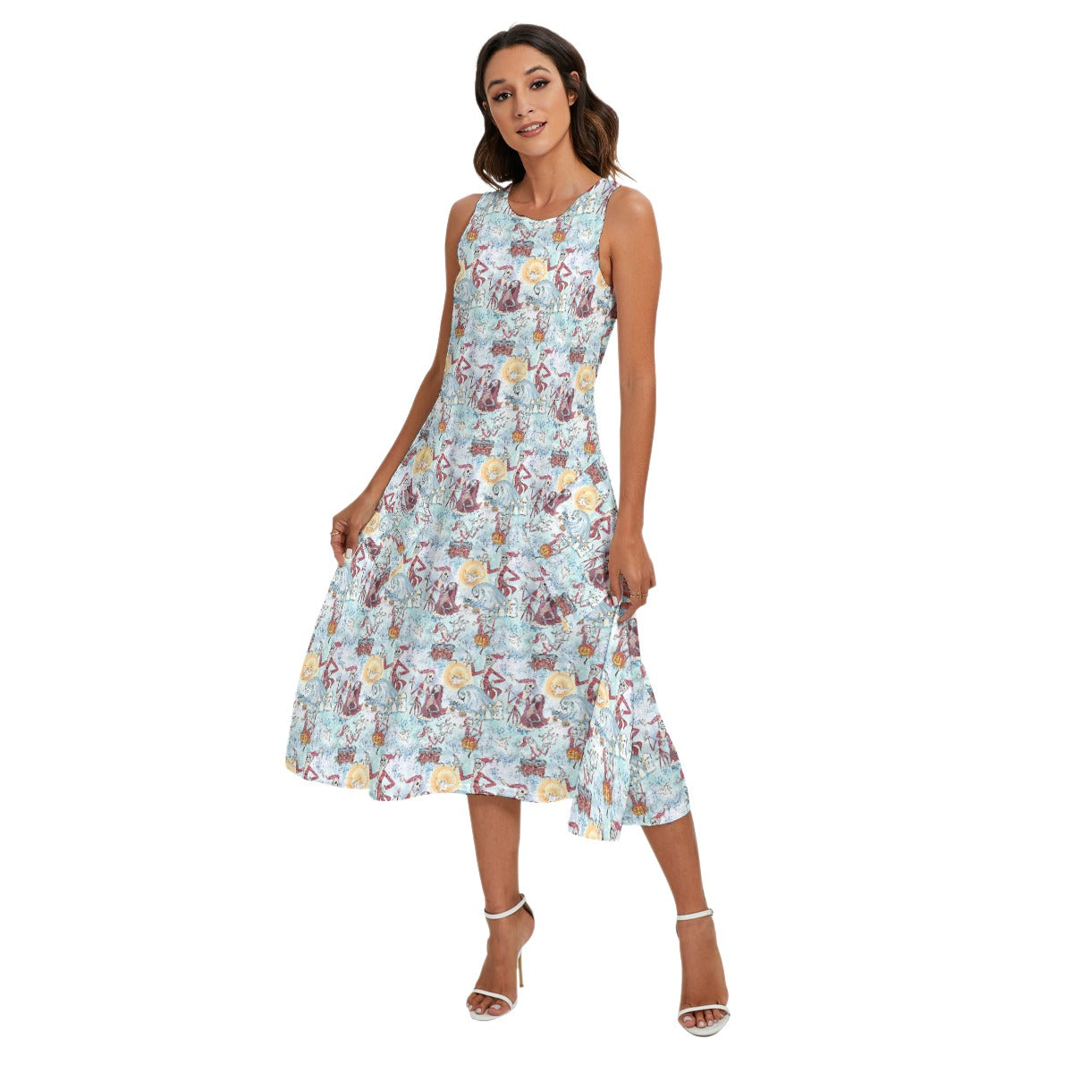 Santa Jack with Sally & Ghost DogZero - Women’s Diagonal Pocket Midi Dress