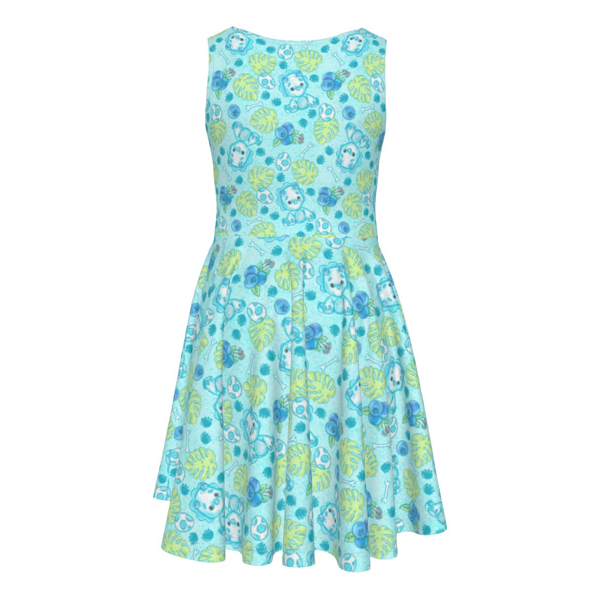 Fruitimals - Blueberry Dinosaurs - Kid's Sleeveless Skater Dress