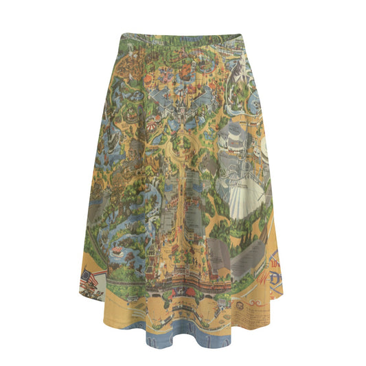 Vintage Theme Park Map- Women’s Pocket Midi Skirt