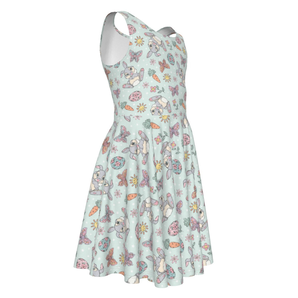 Springtime Bunny Cheer - Kid's Sleeveless Skater Dress