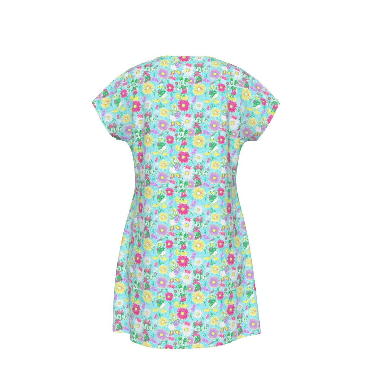 Neon Spring Floral Friends - Women's T-Shirt Dress