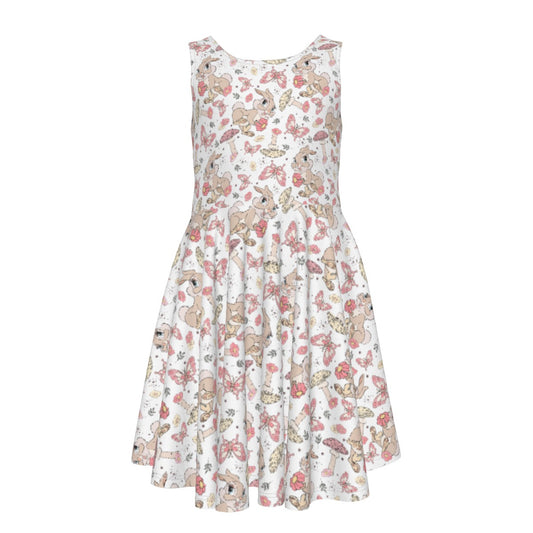 Woodland Bunny Cottagecore - Kid's Sleeveless Skater Dress