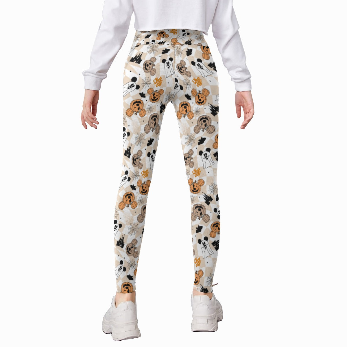 Checkered Halloween Ghosts & Pumpkins - Kid's Leggings