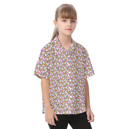 Many Faces of Sassy Duck - Kid's Hawaiian Button Up Shirt