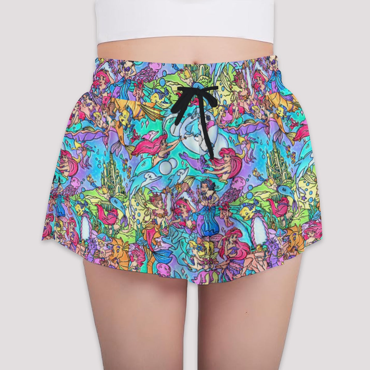 Under the Sea Storybook Scenes - Girls’ Flowy Pocket Shorts