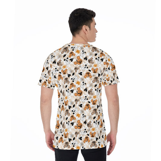 Checkered Halloween Ghosts & Pumpkins - Men's Short Sleeve T-Shirt