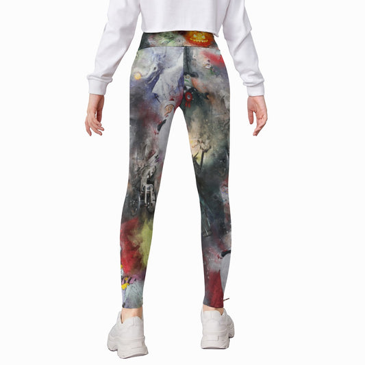 Watercolor Nightmare Town - Kid's Leggings