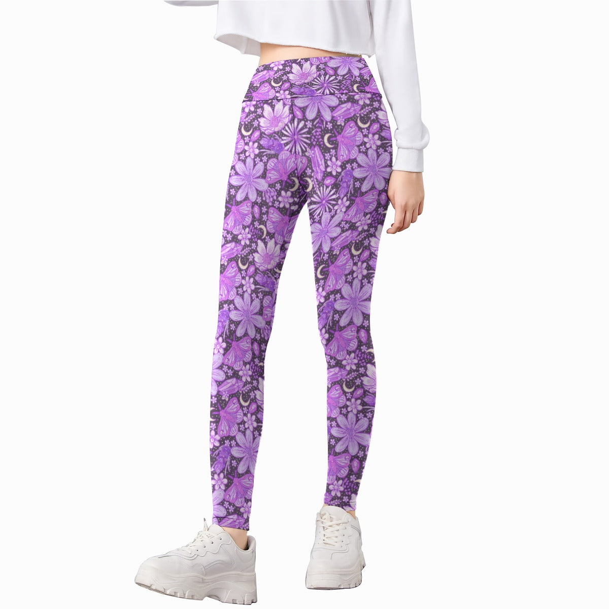 Purple Crystal Moths - Kid's Leggings