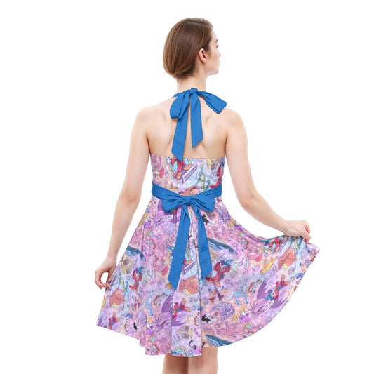 Magical Fantasia Symphony - Women's Halter Vintage Pocket Dress